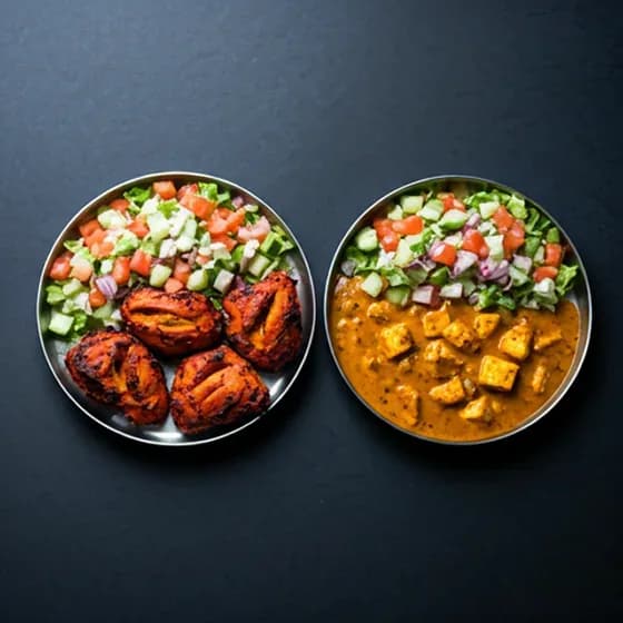 Diverse Indian thali and sides